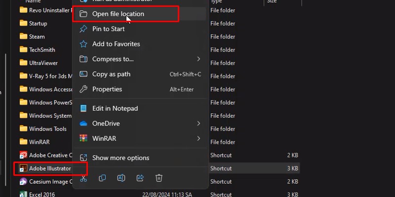 Adobe Illustrator 2018 Phiên Bản Ổn Định 19 tiếp tục Chọn Open file location