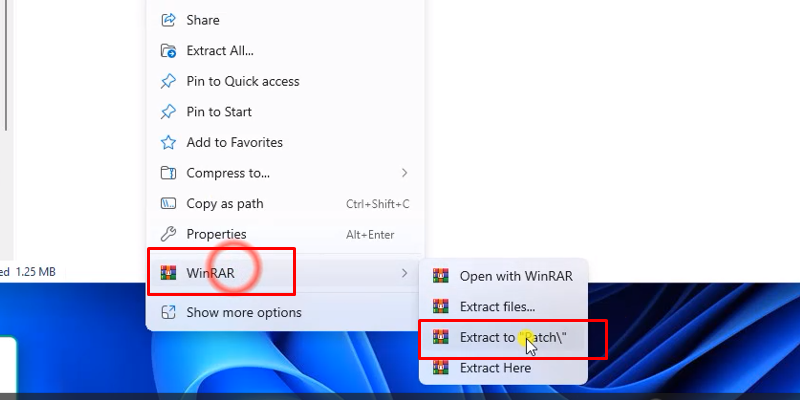 giải nén file patch