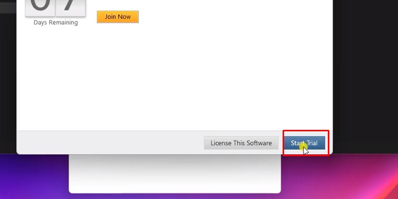 Bấm Start Trial