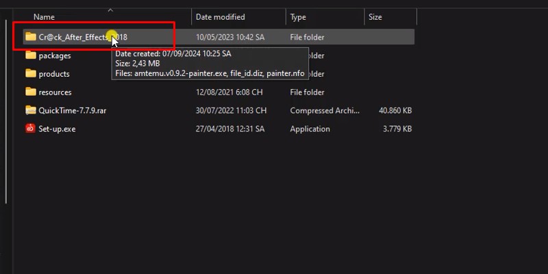 Vào thư mục kích hoạt