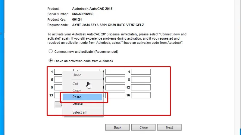 Autocad 2015 Xem video sẽ thành công 32 Paste vào ô số 1 như hình