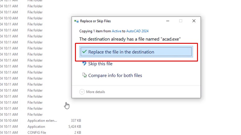 Tải AutoCad 2024: Hướng Dẫn Cài Đặt Thành Công 19 Bấm Replace the file in....