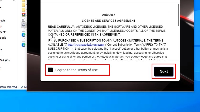 Tải AutoCad 2024: Hướng Dẫn Cài Đặt Thành Công 12 Tích vào I agree to the... như hình và bấm Next
