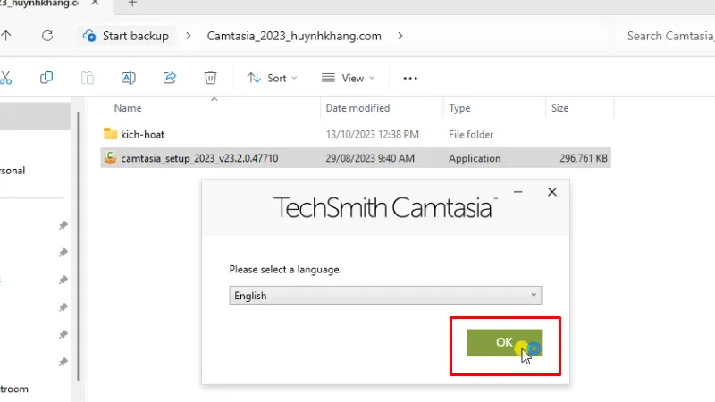 Camtasia 2023: Cách cài đặt miễn phí 13 Bấm OK