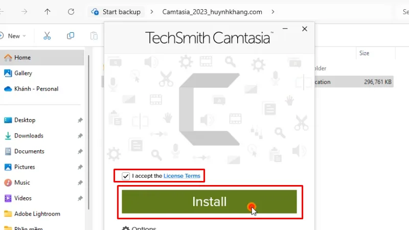 Camtasia 2023: Cách cài đặt miễn phí 14 Tích như hình và bấm Install