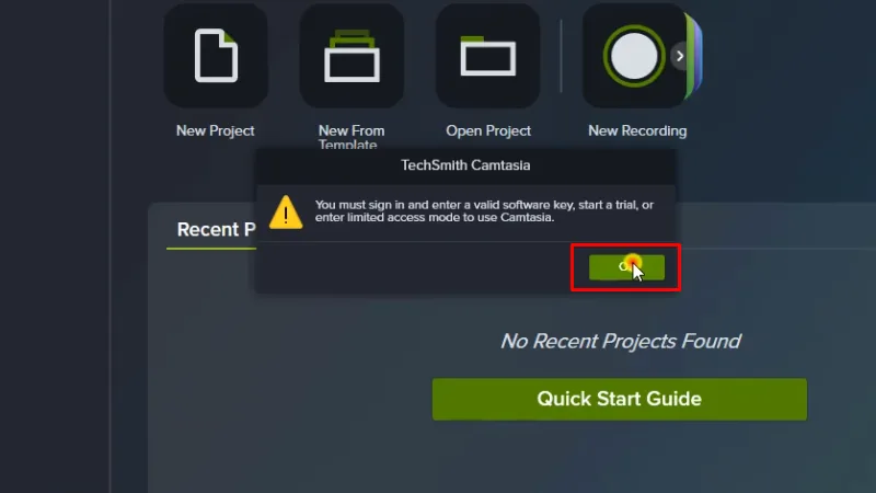 Camtasia 2023: Cách cài đặt miễn phí 18 Bấm ok
