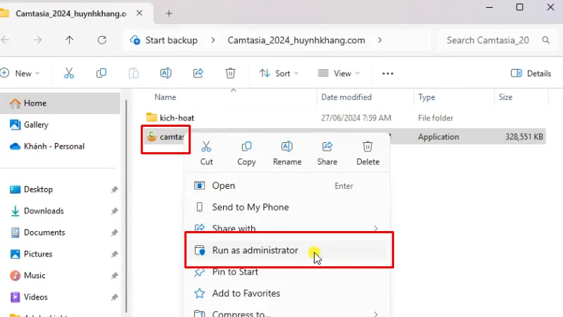 Chạy file cài đặt bằng quyền Admin