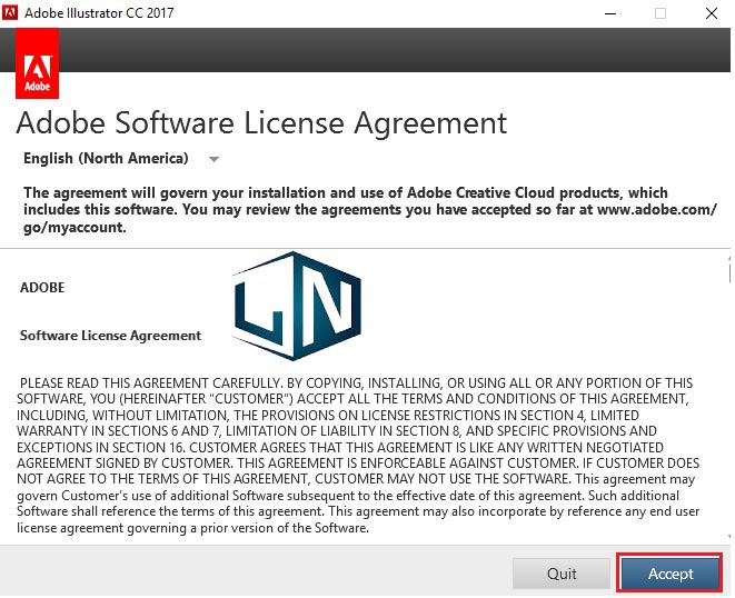 Chọn Accept để hoàn thành quá trình cài đặt
