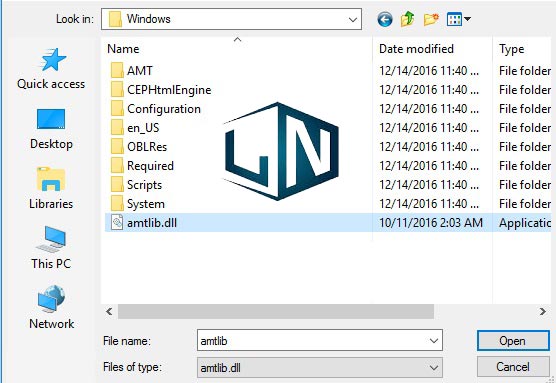 Chọn file amtlib.dll như hình dưới và chọn Open