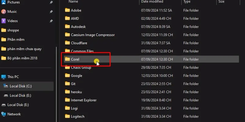 Cài Đặt CorelDRAW 2018 - Hướng Dẫn Đầy Đủ 27 Vào thư mực Corel
