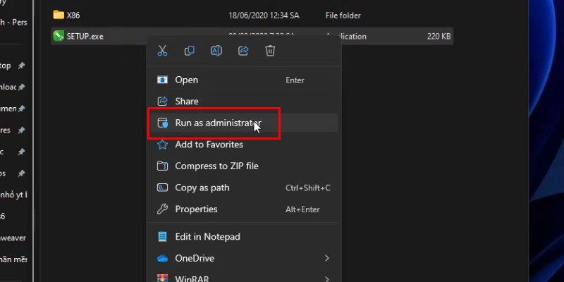 CorelDraw 2020: Download, Cài đặt & Hướng dẫn 11 Chuột phải vào SETUP và chọn Run as admin