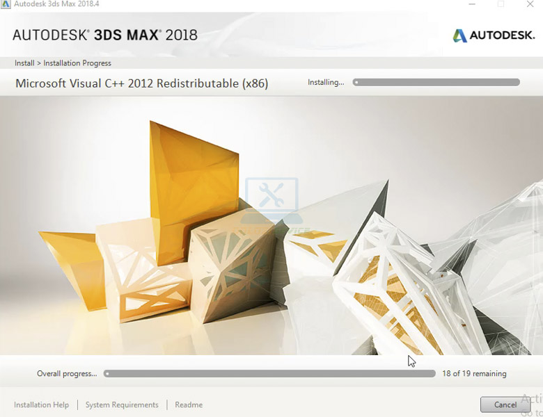 Đợi cho phần mềm 3DS Max 2018 cài đặt hoàn tất