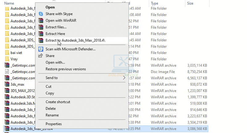 Ta tiến hành giải nén phần mềm 3DS Max 2018