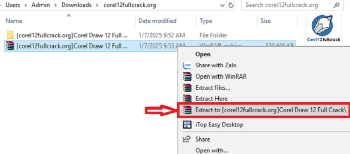 Giải nén thư mục vừa tải xuống